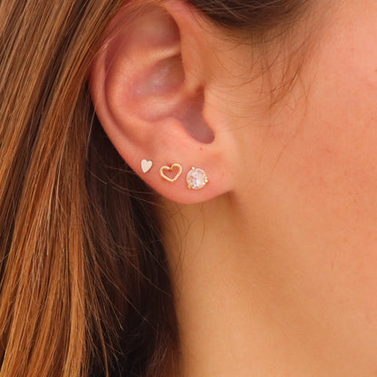 Solid 14K Rose Cut Lab Diamond Studs