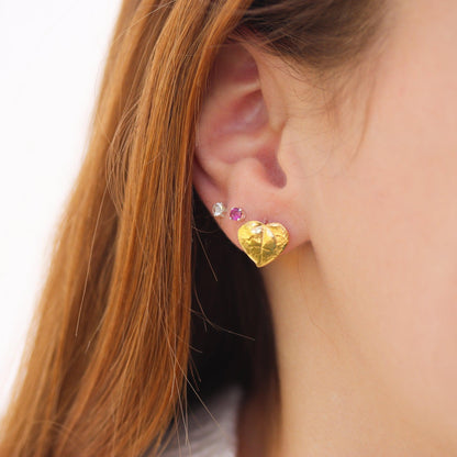 String of Heart Stud Earrings