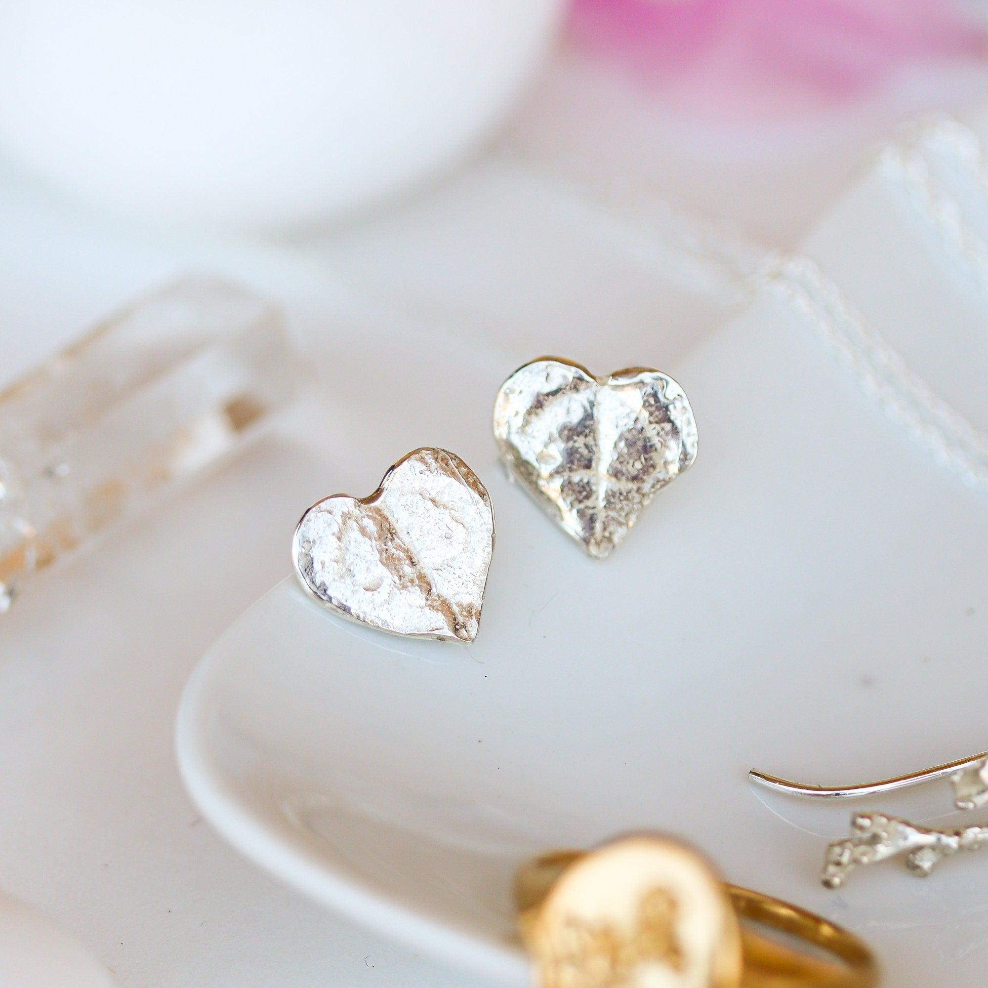 String of Heart Stud Earrings