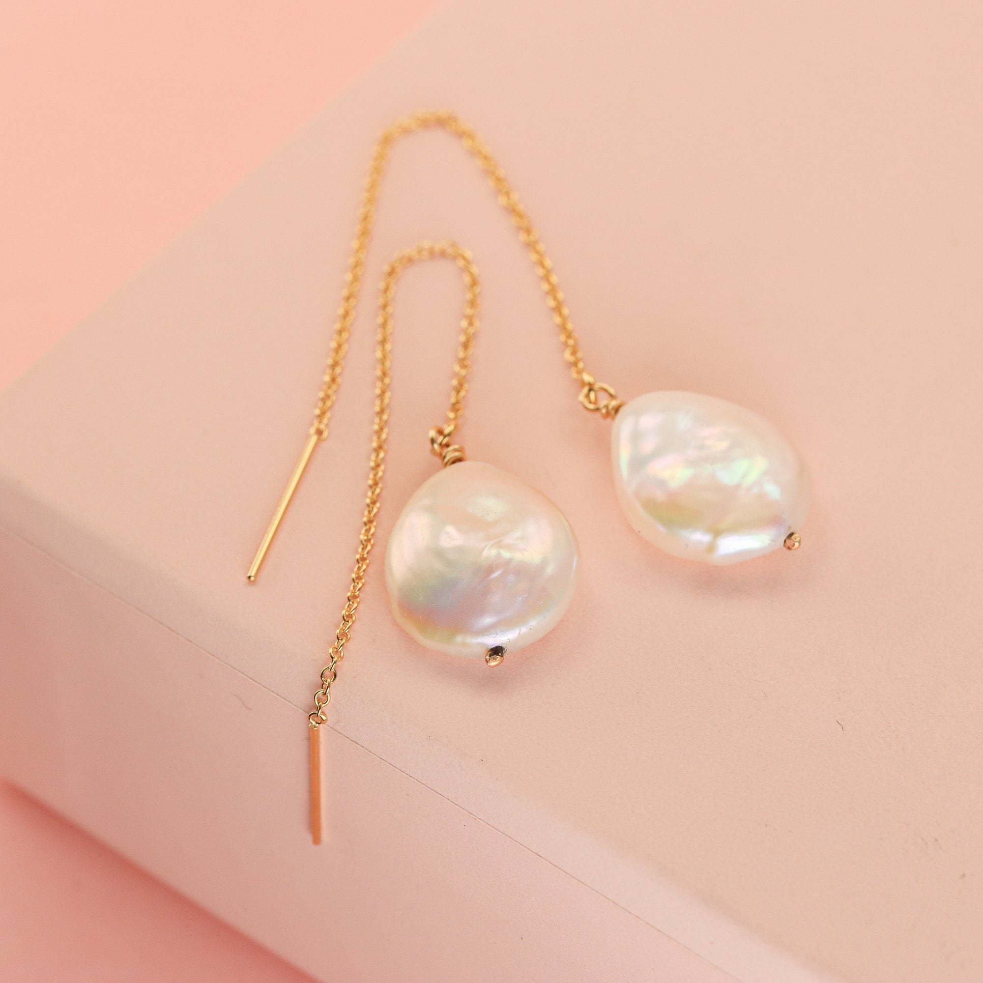 Stunning Keshi Pearl Threader Earrings