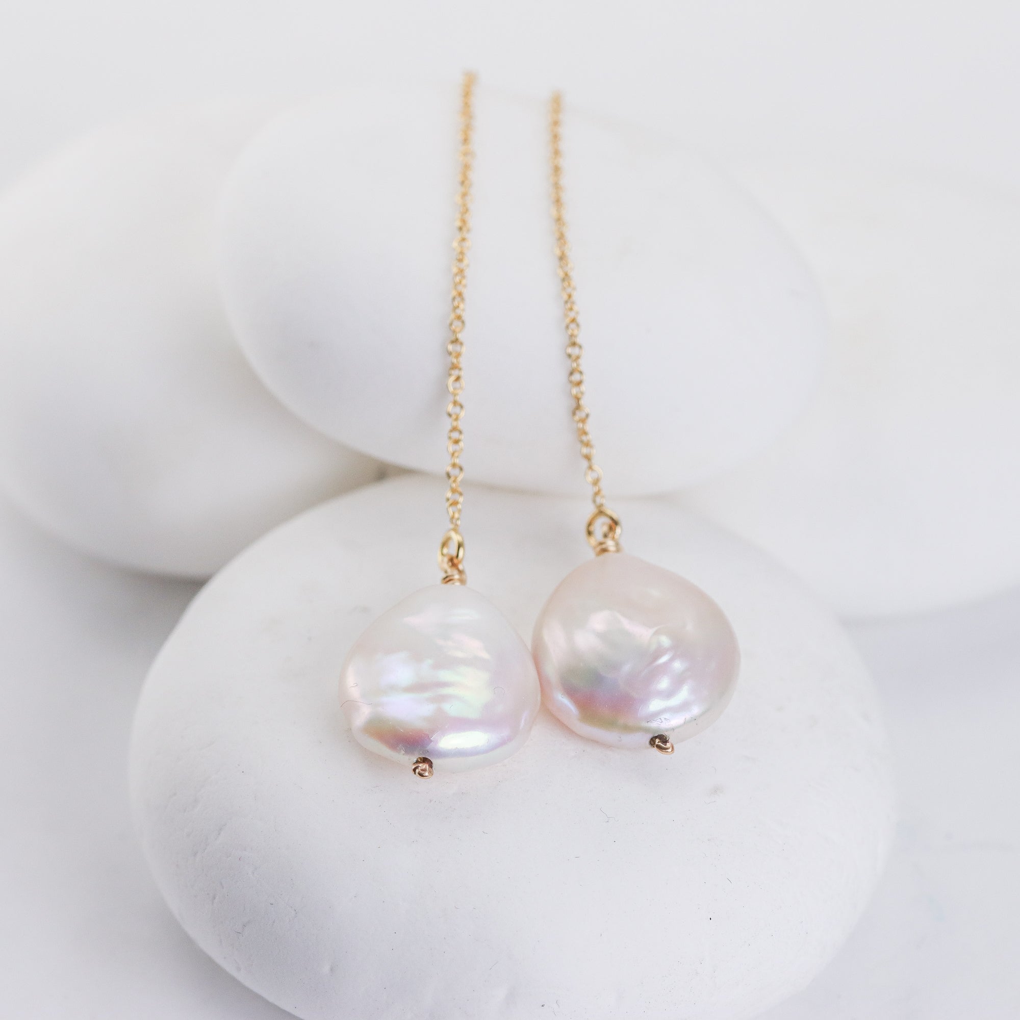 Stunning Keshi Pearl Threader Earrings