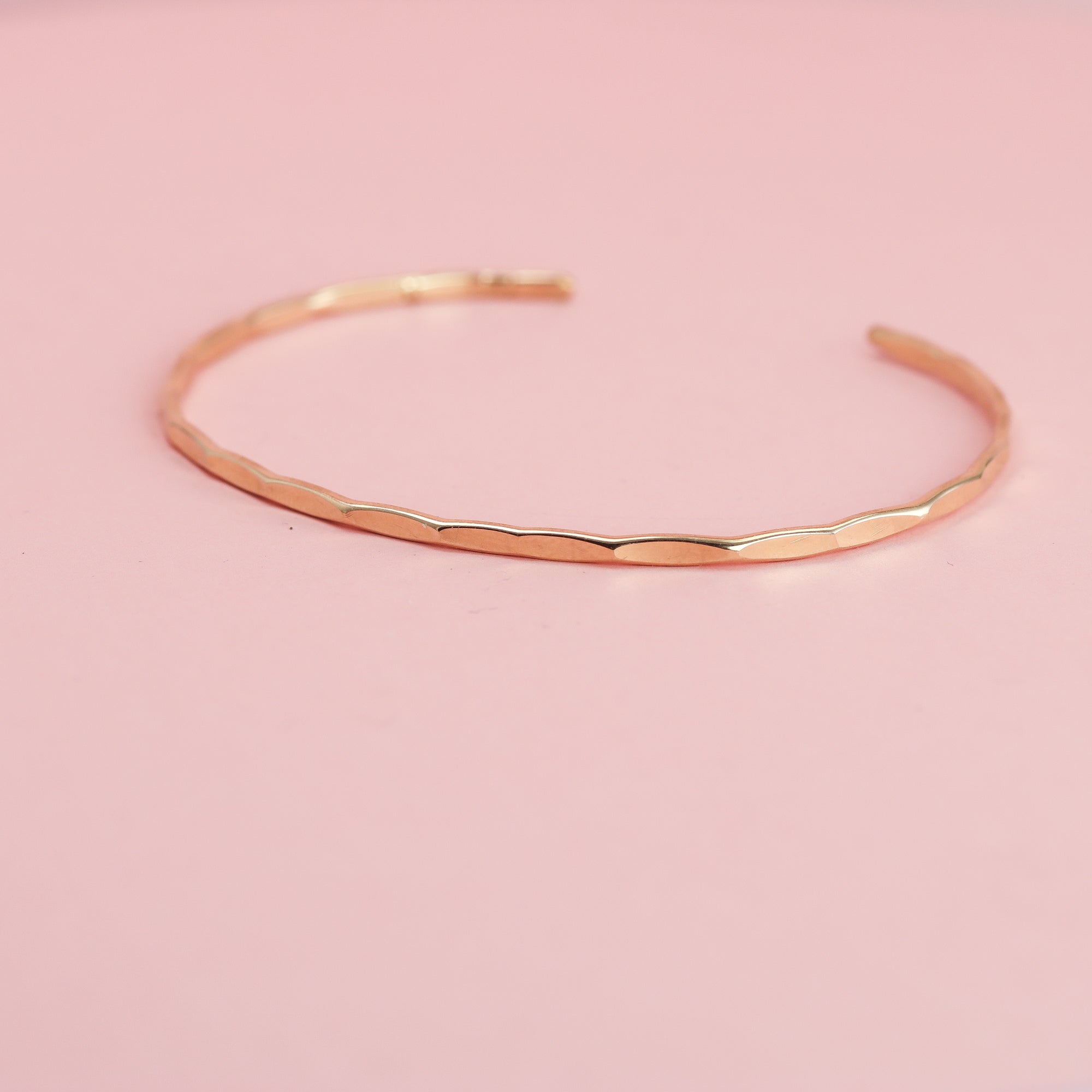 Thin Hammered 10K Gold Cuff Bracelet