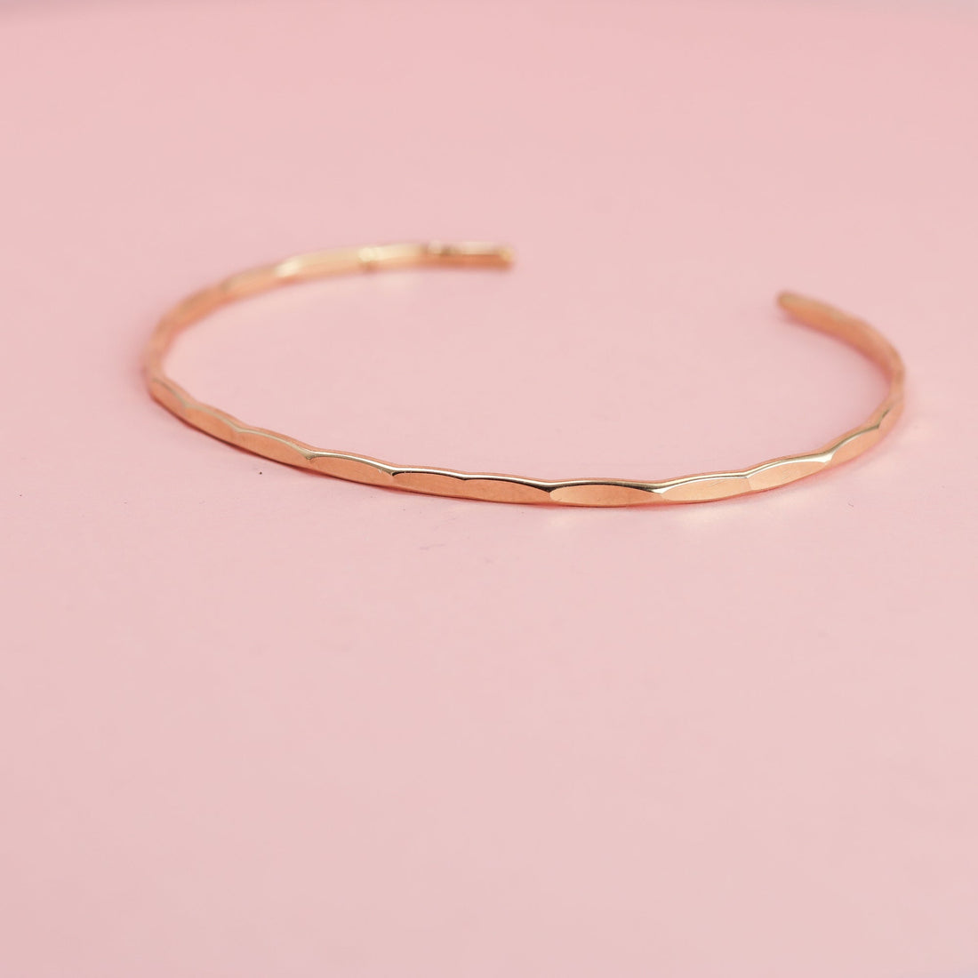 Thin Hammered 14K Gold Cuff Bracelet