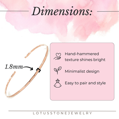 Thin Hammered 14K Rose Gold Cuff Bracelet