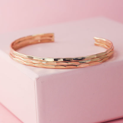 Thin Hammered Gold Cuff Bracelet