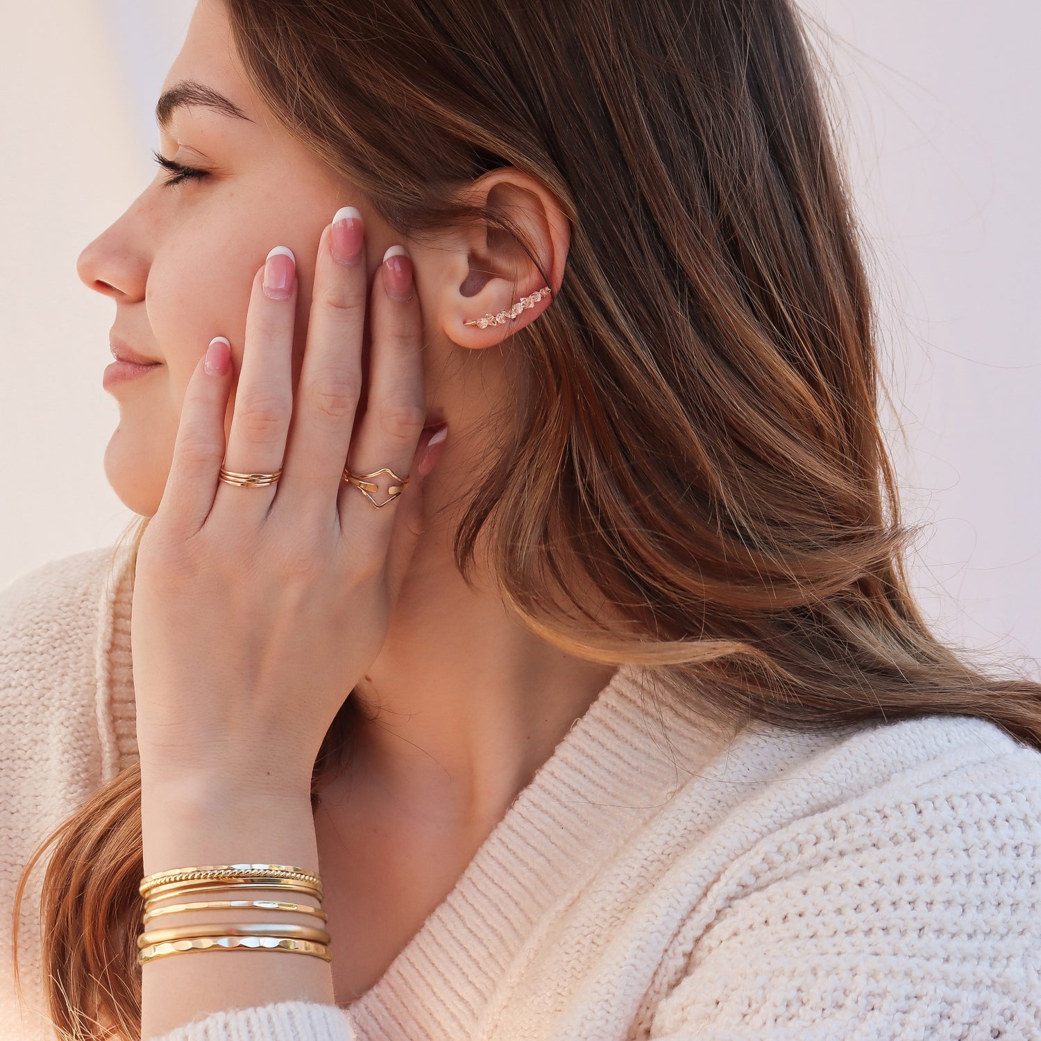 Thin Hammered Gold Cuff Bracelet