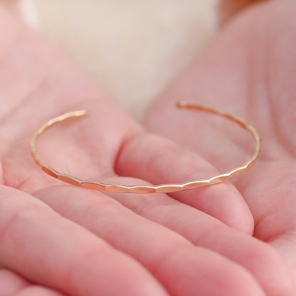 Thin Hammered Gold Cuff Bracelet