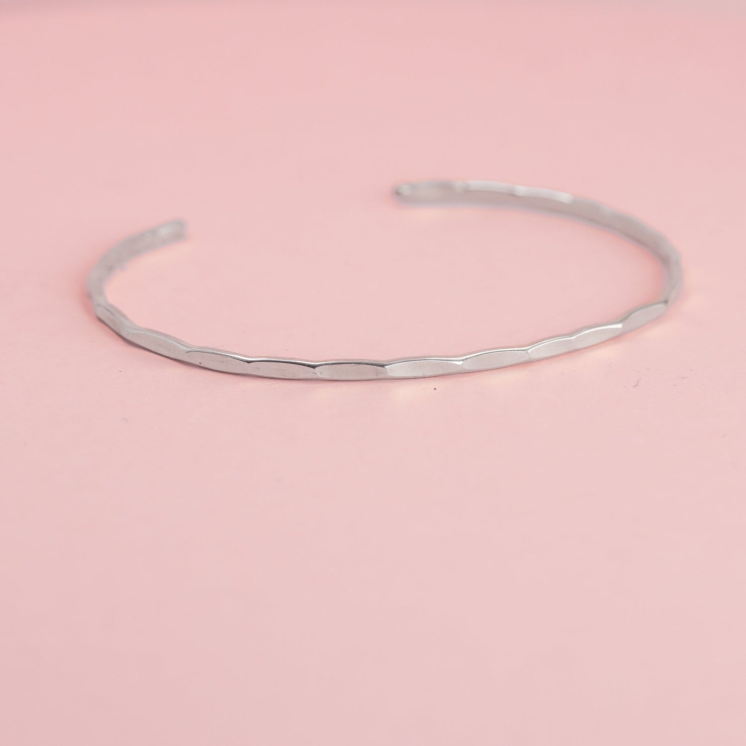 Thin Hammered Silver Cuff Bracelet