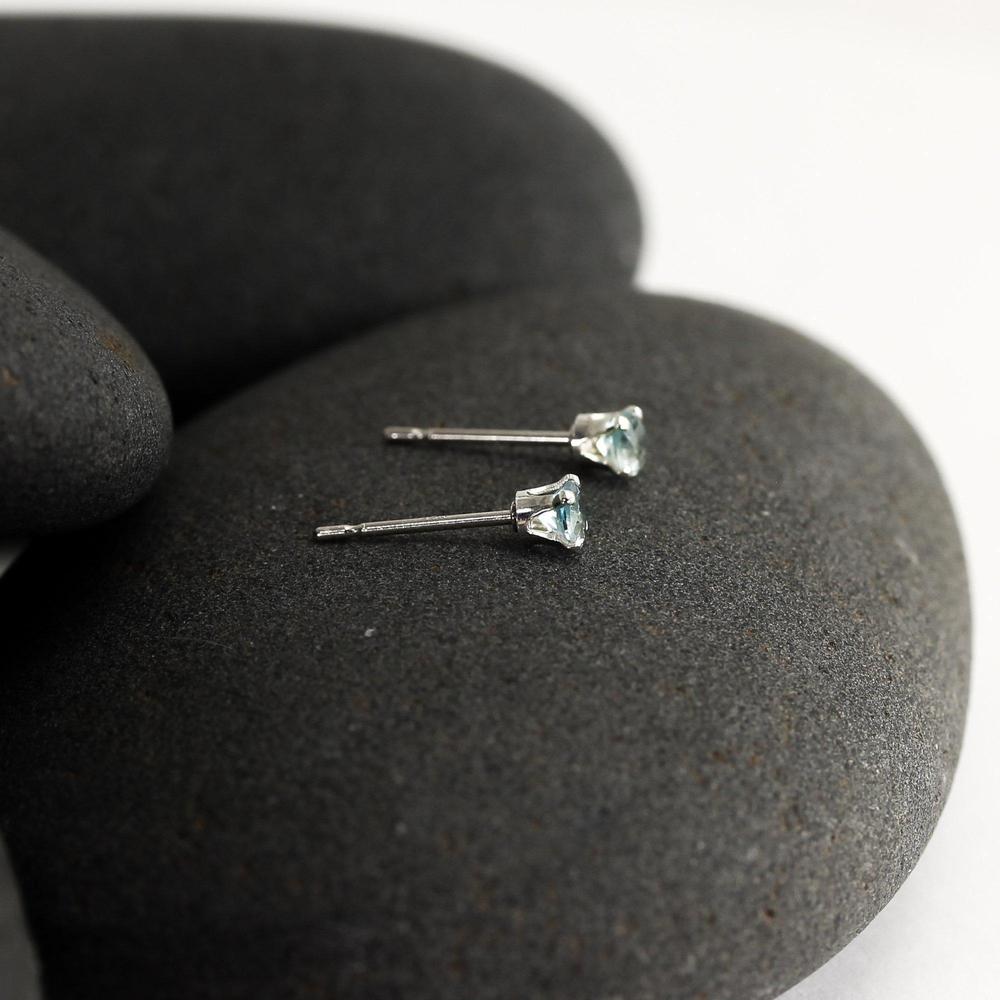 Tiny Blue Zircon Stud Earrings