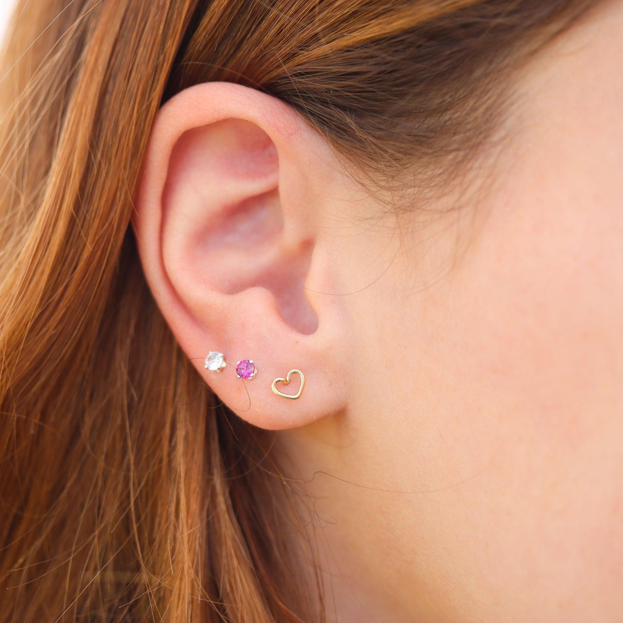 Rose Quartz Stud Earrings, 5 mm Sterling good Silver posts