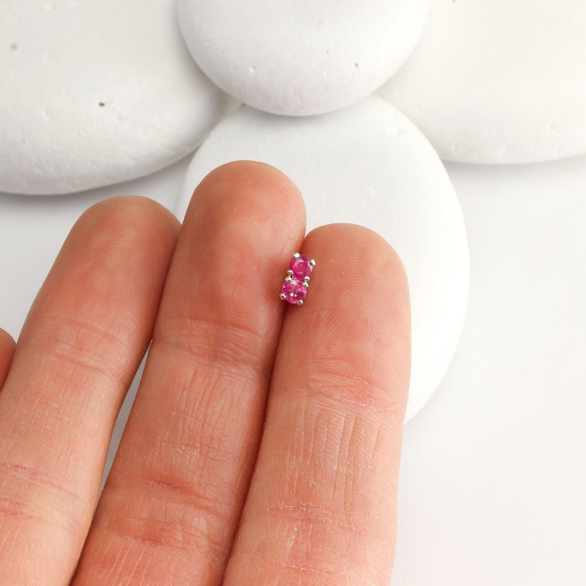 Tiny ruby stud earrings store