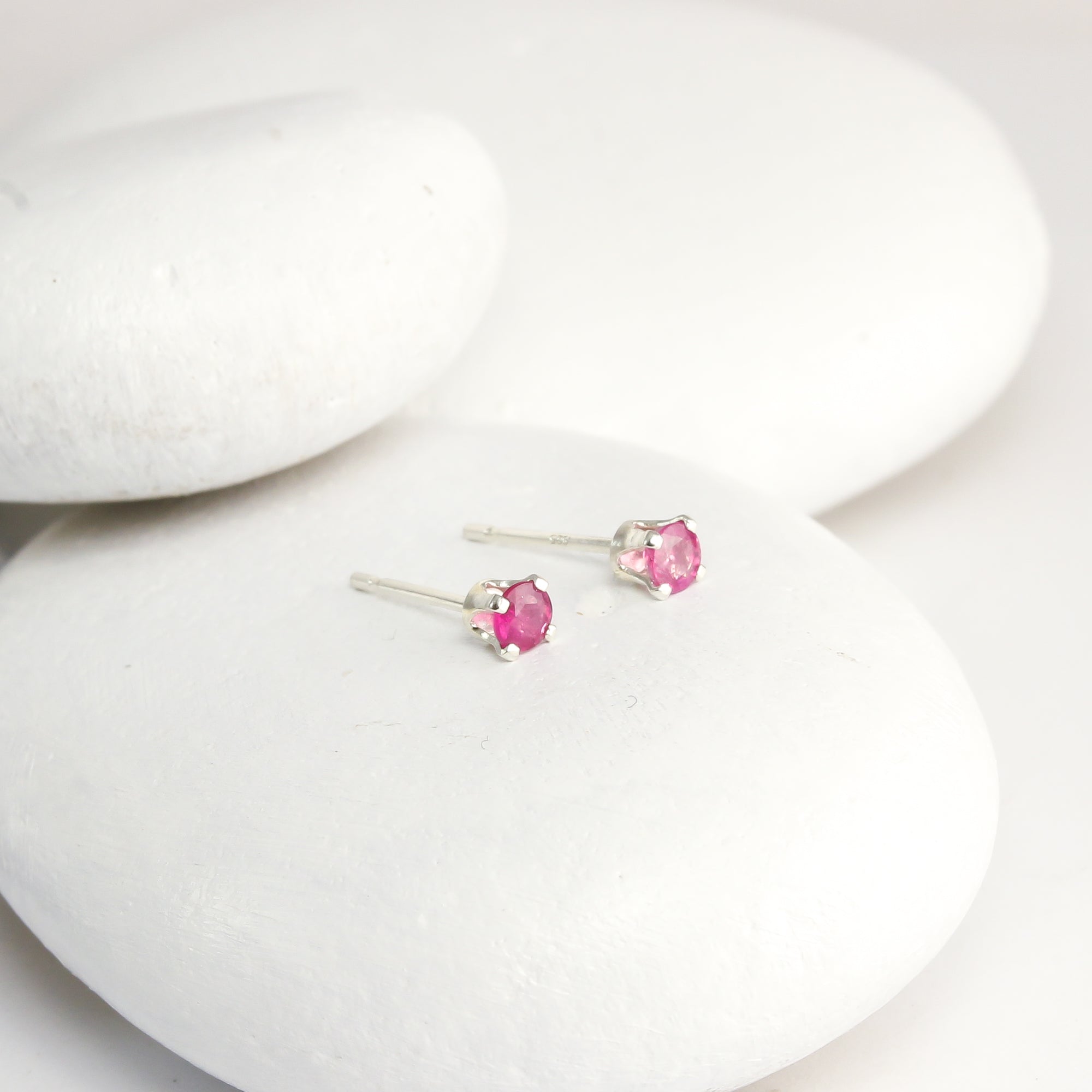 Tiny Ruby Stud Earrings