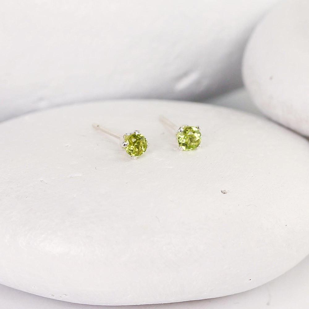 Tiny Silver Peridot Studs