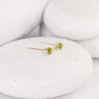 Tiny Silver Peridot Studs