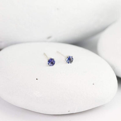 Tiny Tanzanite Stud Earrings