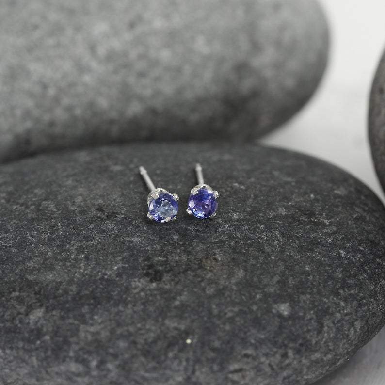 Tiny Tanzanite Stud Earrings