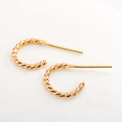 Tiny Twisted Huggie Hoops