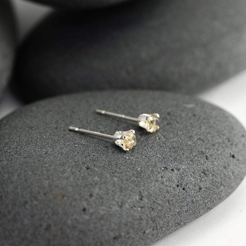 Tiny Yellow Sapphire Studs