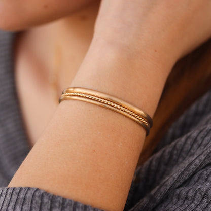 Twisted Gold Rope Cuff Bracelet