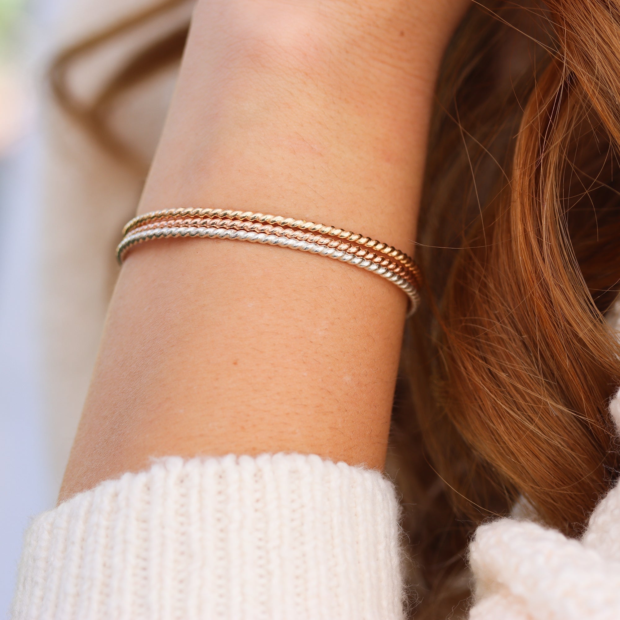 Twisted Gold Rope Cuff Bracelet