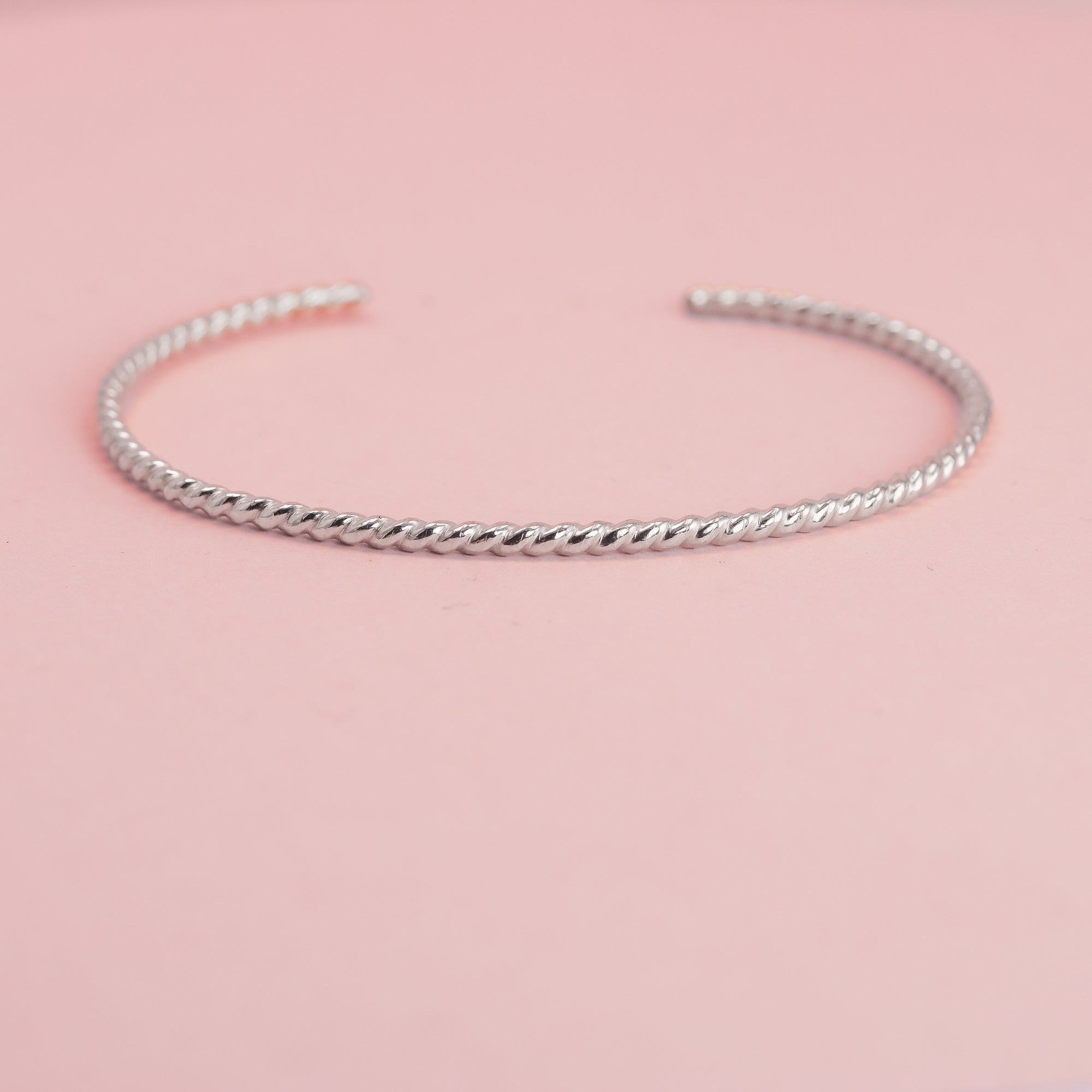 Twisted Silver Rope Cuff Bracelet