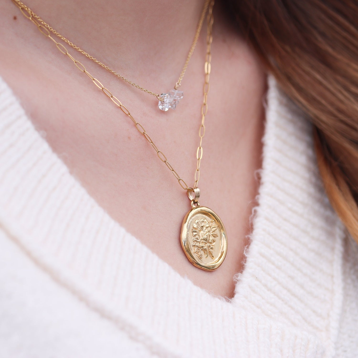 Wax Seal Peony Necklace