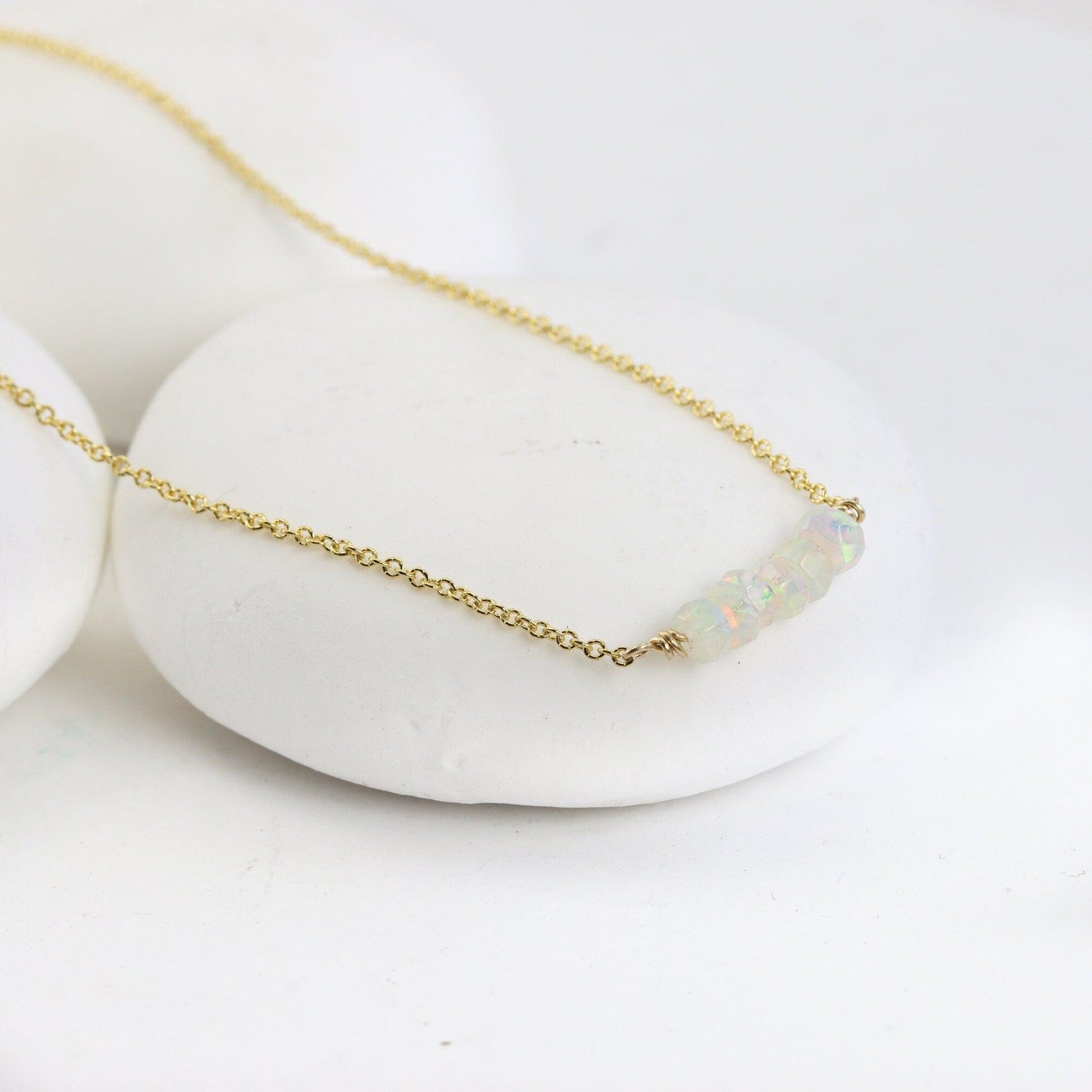 White Opal Bar Necklace