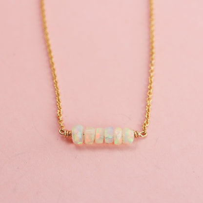 White Opal Bar Necklace