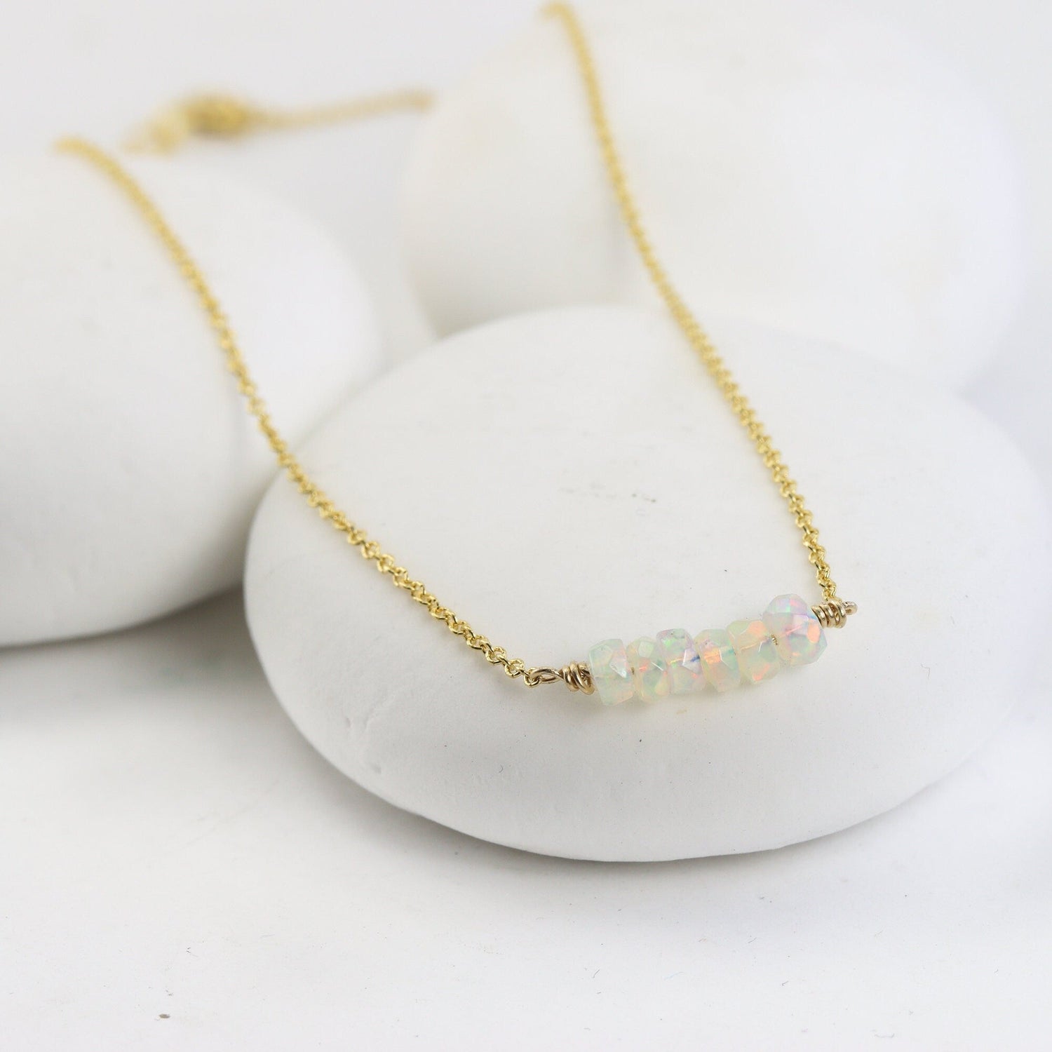 White Opal Bar Necklace