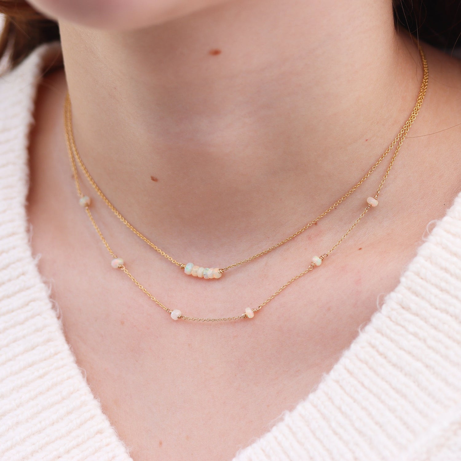 White Opal Bar Necklace