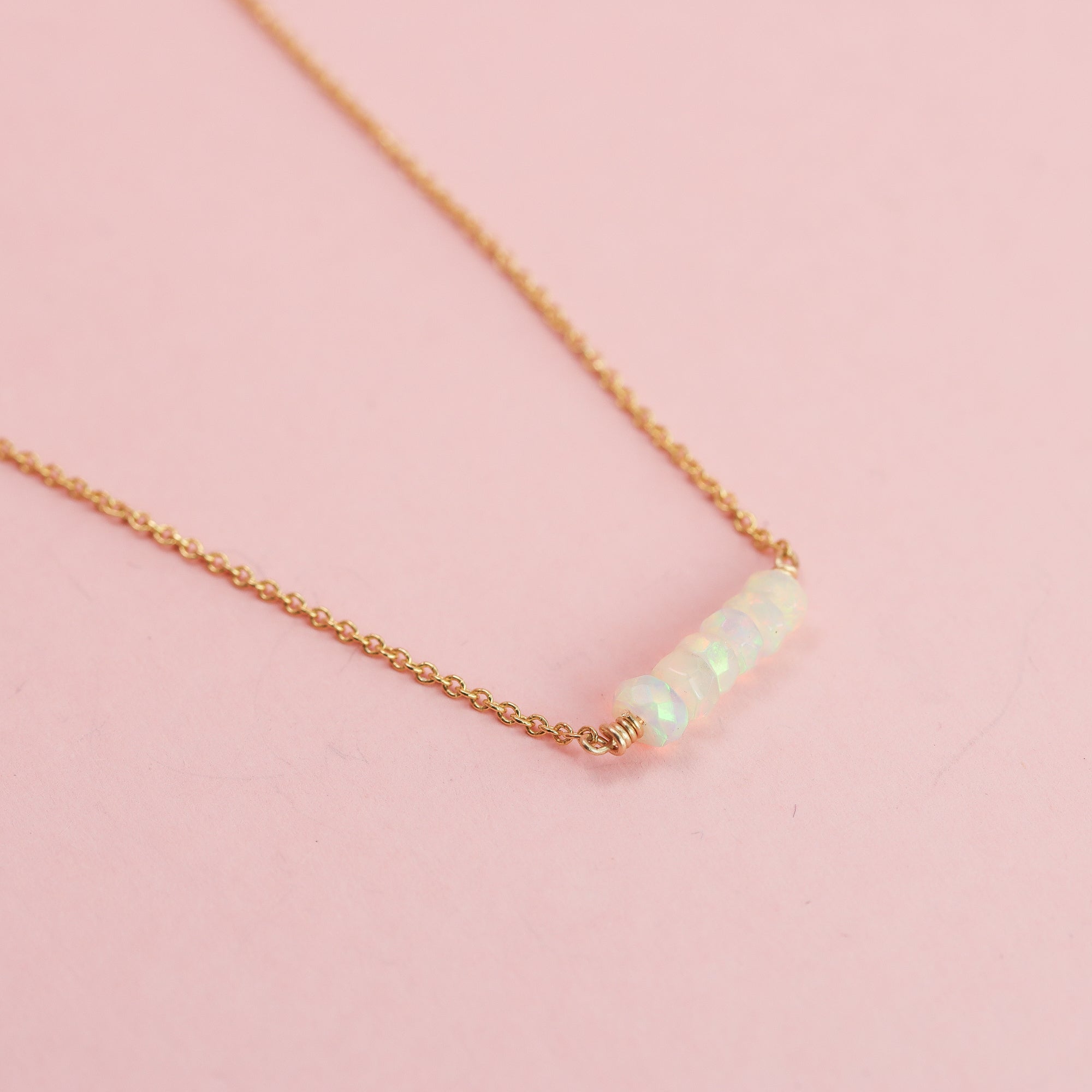 White Opal Bar Necklace