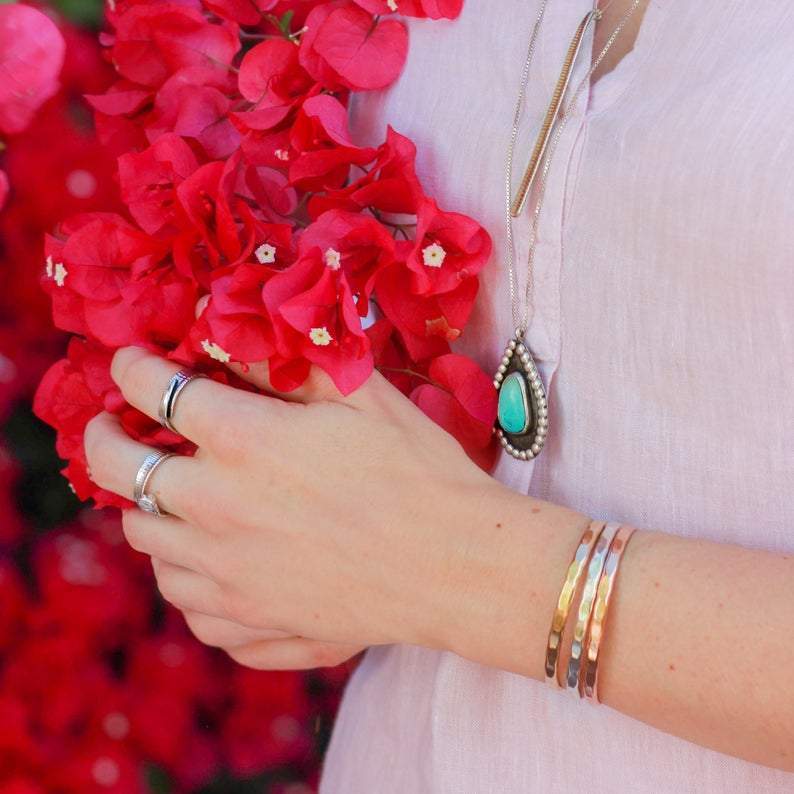 Wide Hammered Gold Cuff Bracelet