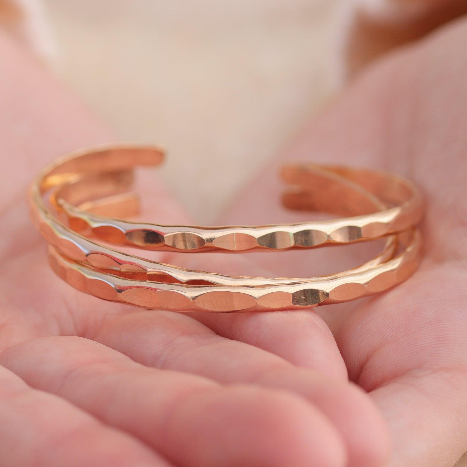 Wide Hammered Gold Cuff Bracelet