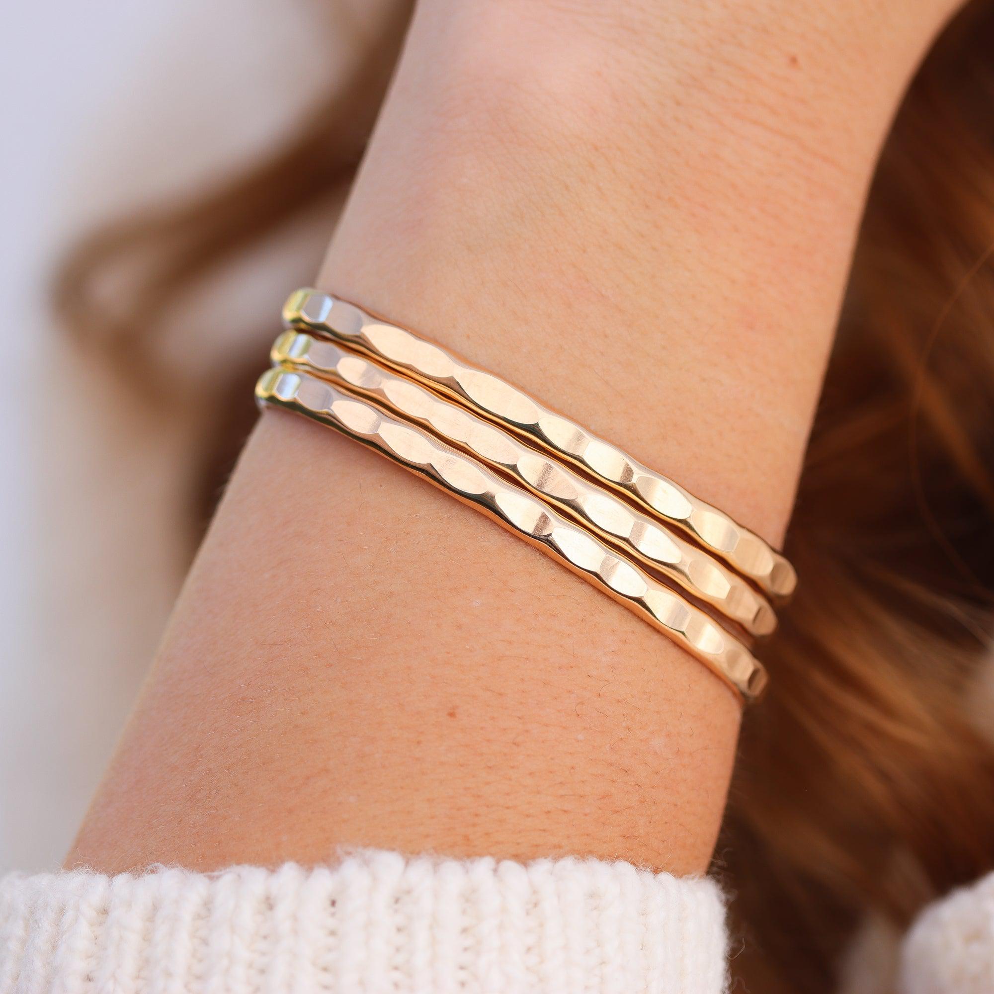 Wide Hammered Gold Cuff Bracelet