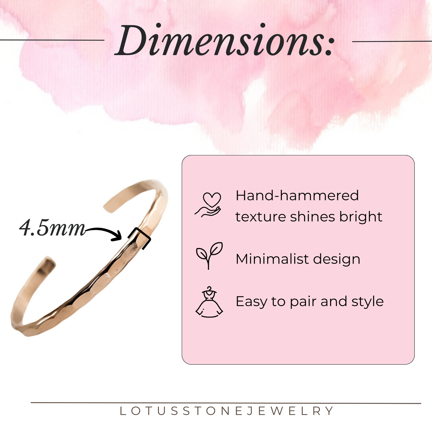 Wide Hammered Rose Gold Cuff Bracelet