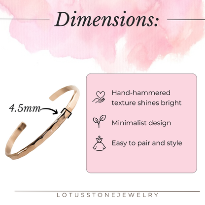 Wide Hammered Rose Gold Cuff Bracelet