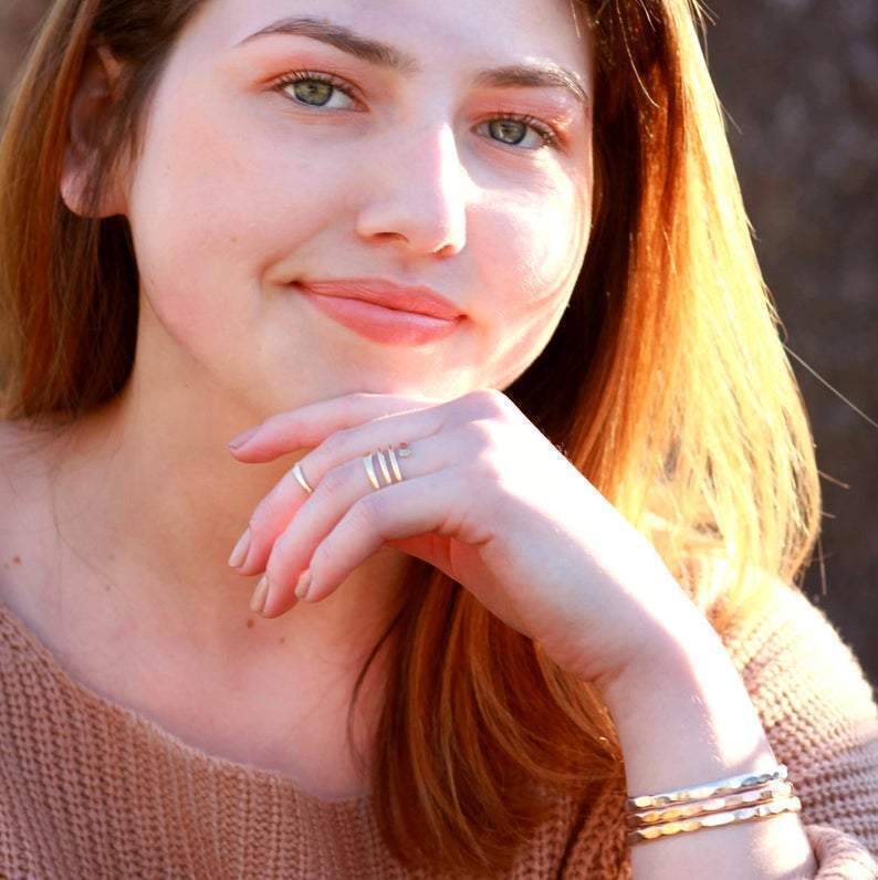 Wide Hammered Rose Gold Cuff Bracelet