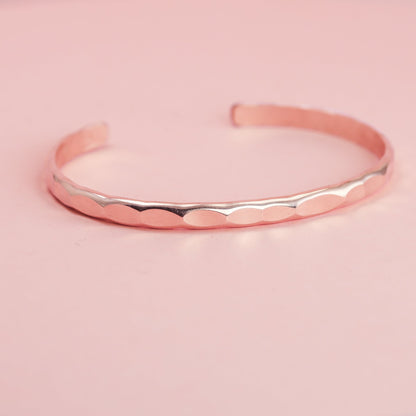 Wide Hammered Rose Gold Cuff Bracelet