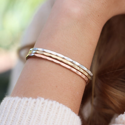 Wide Hammered Silver Cuff Bracelet