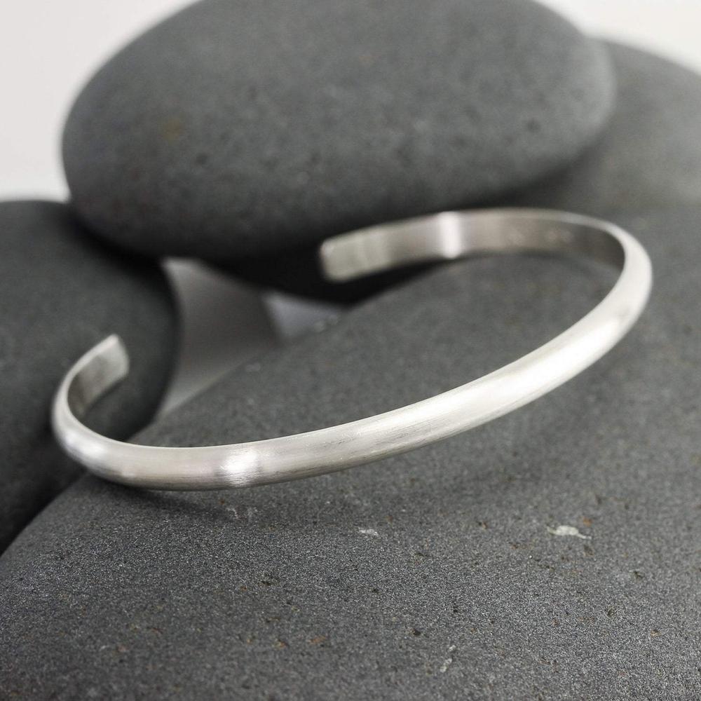 Wide Matte Silver Cuff Bracelet