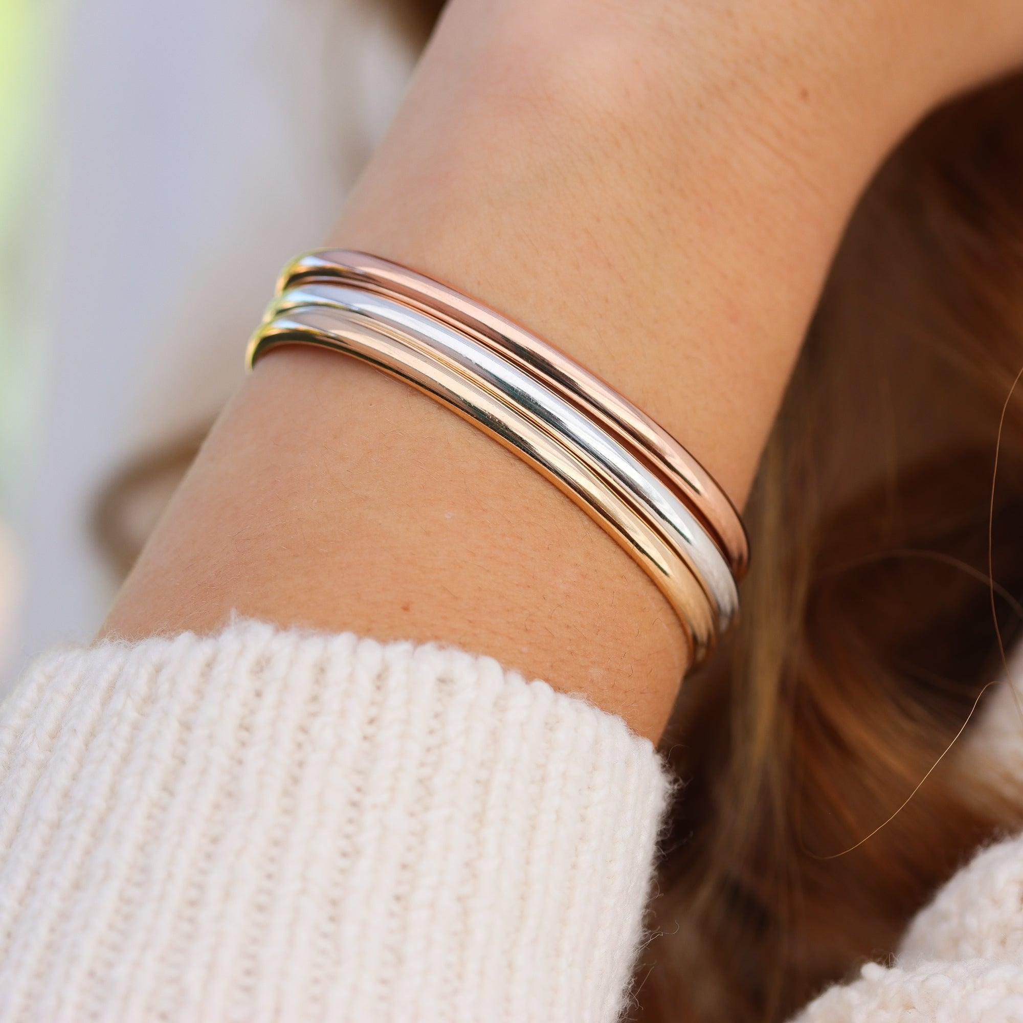 Wide Rose Gold Heart Cuff Bracelet