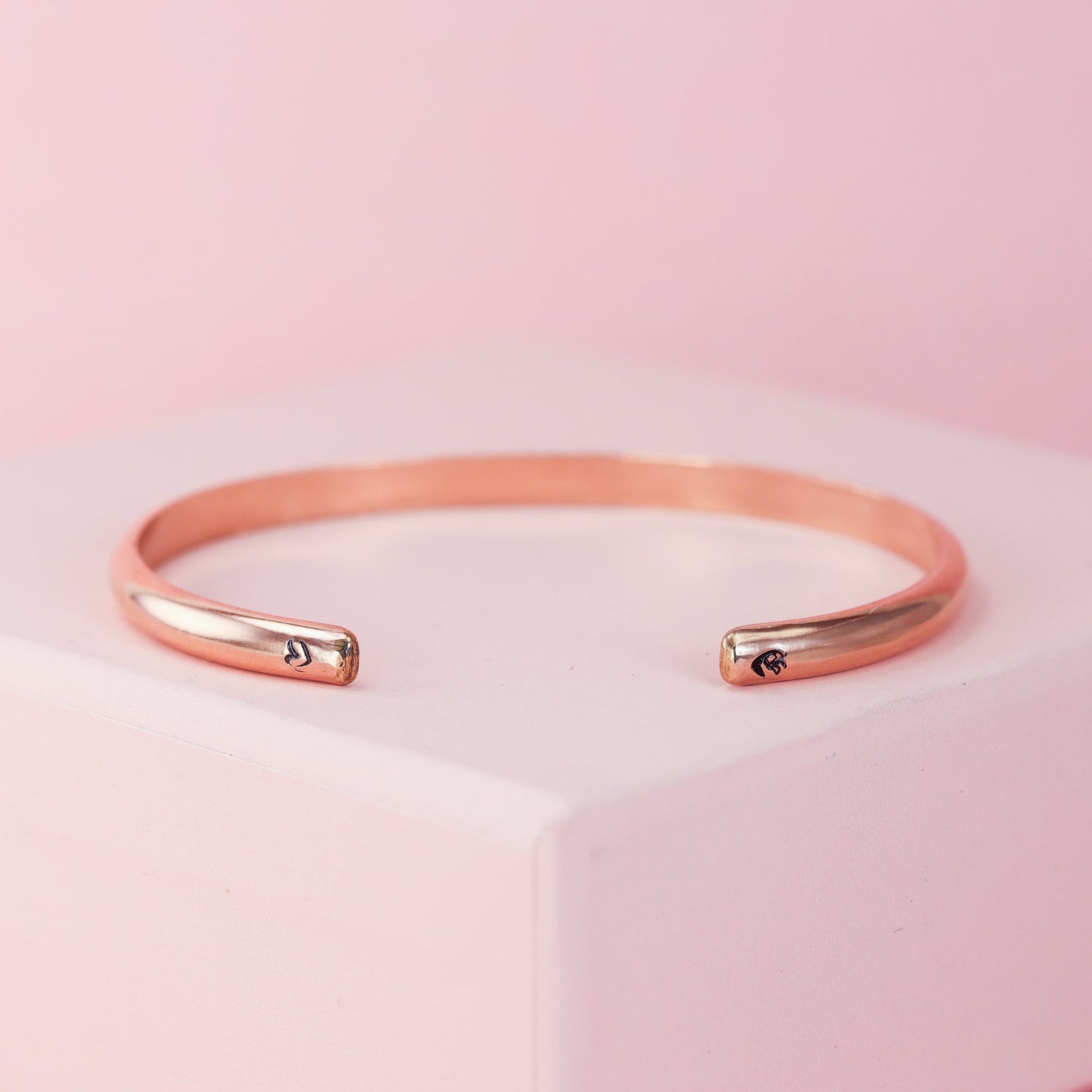 Wide Rose Gold Heart Cuff Bracelet