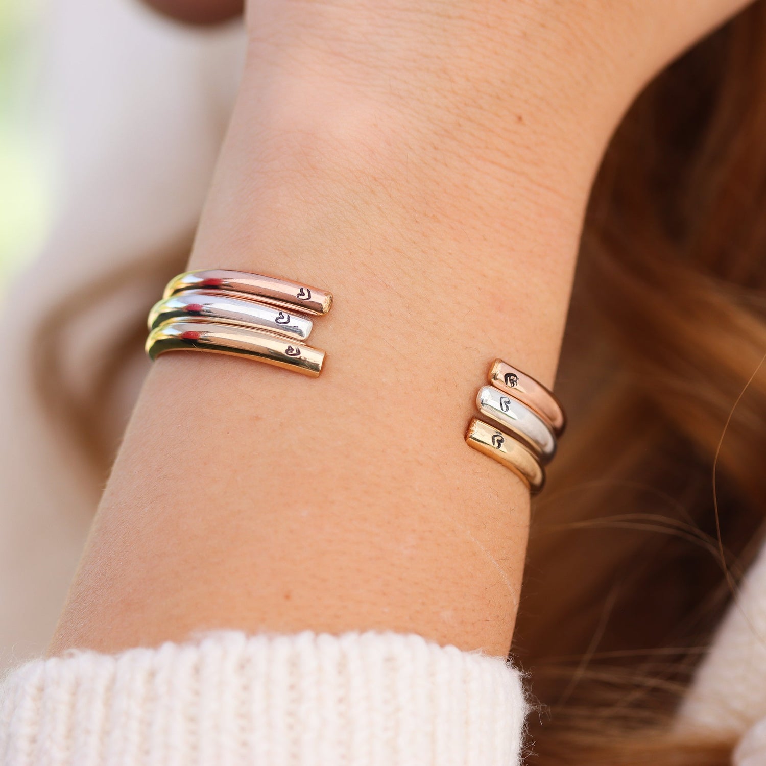 Wide Silver Heart Cuff Bracelet