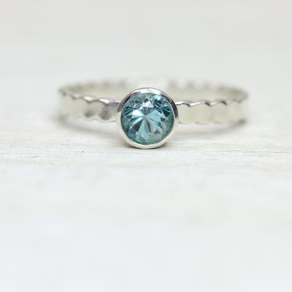 Blue Zircon Ring in Silver