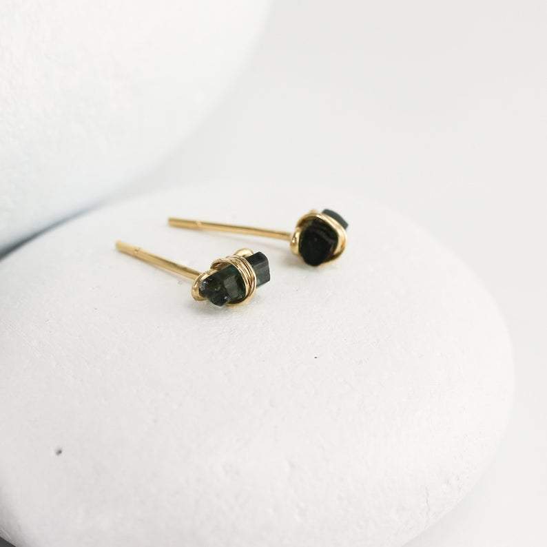 Mini Tourmaline Crystal Earrings