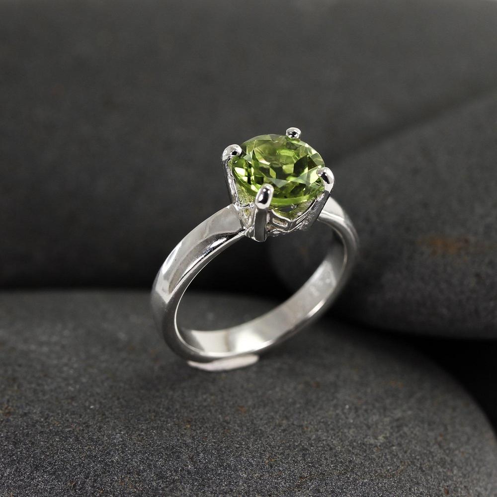 Peridot Gemstone Ring in Silver