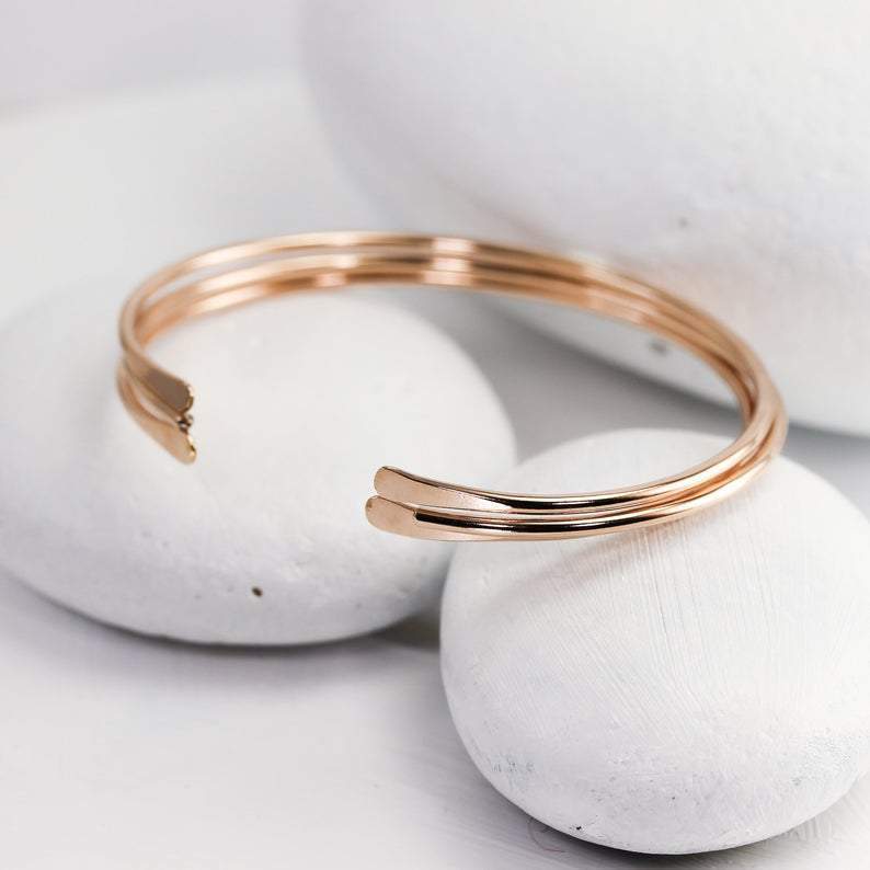 Smooth Thin Rose Gold Cuff Bracelet