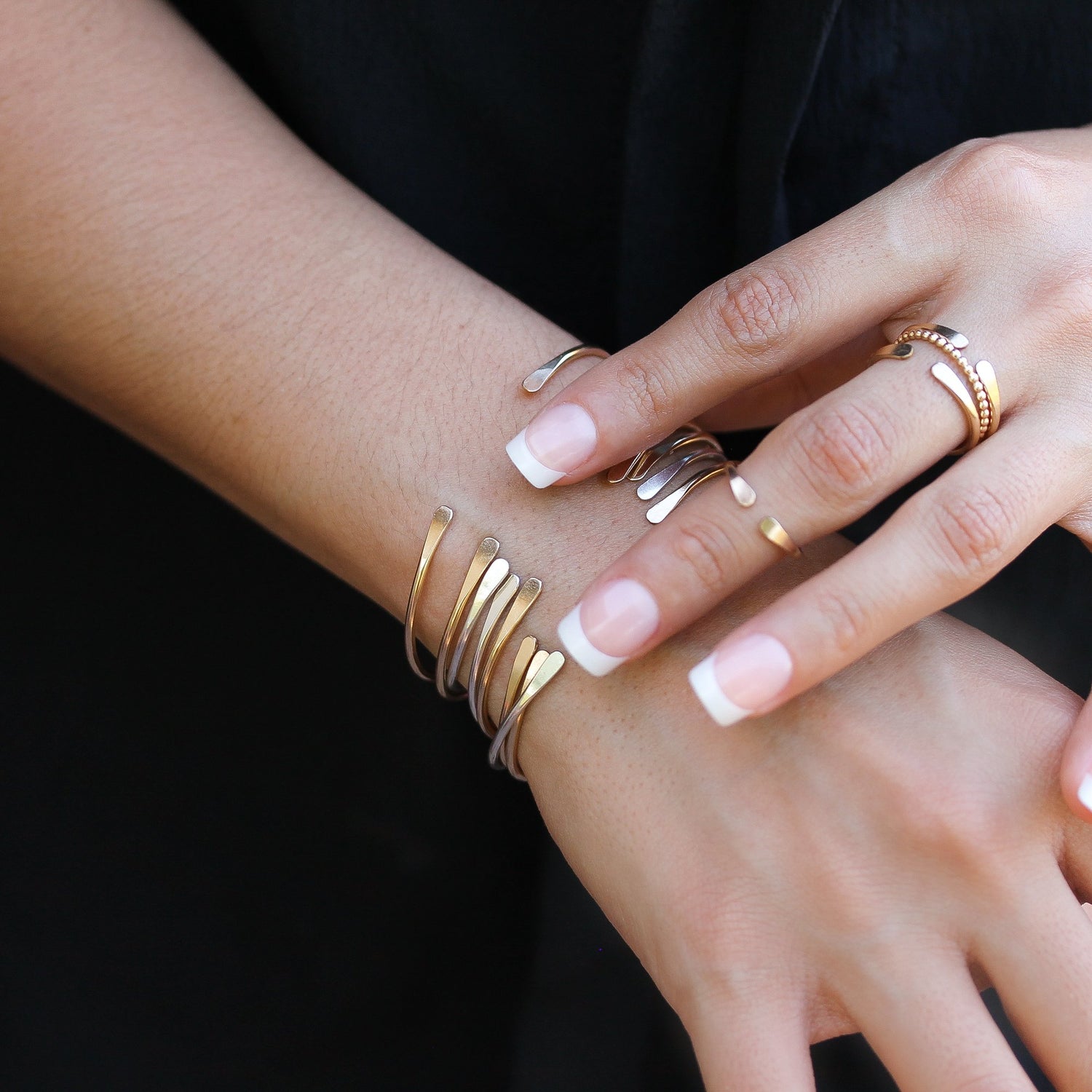 Thin 10K Gold Cuff Bracelet – Lotus Stone Design