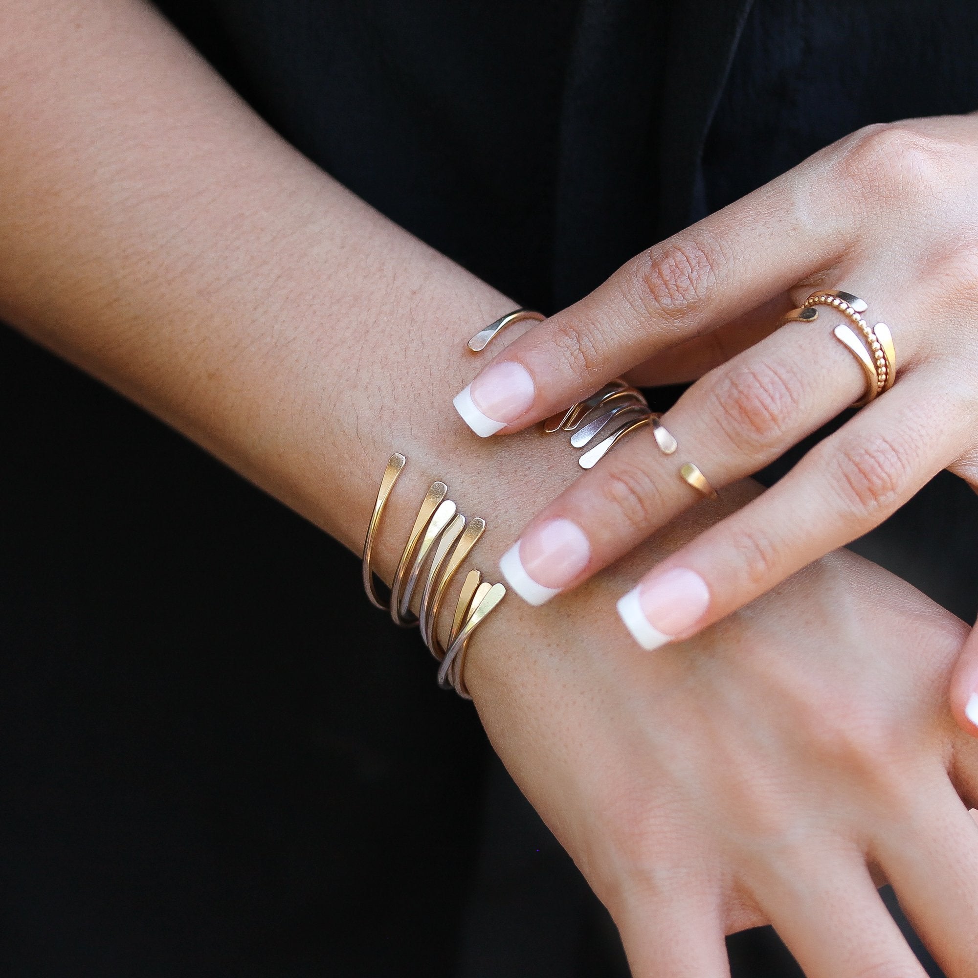 Medium Hammered Rose Gold Cuff Bracelet – Lotus Stone Design
