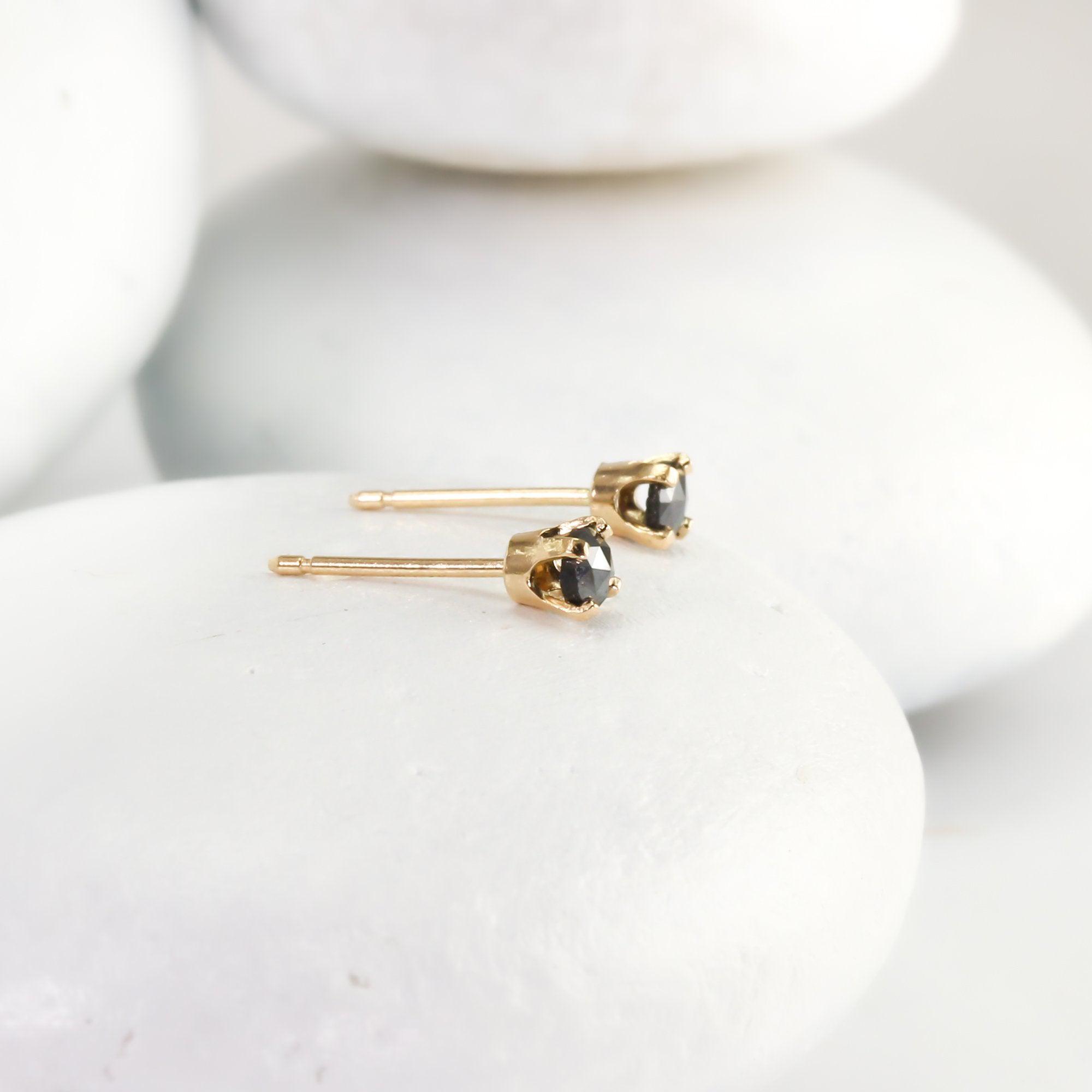 Zoë Chicco 14k Gold Black Diamond Prong Stud Earrings – ZOË CHICCO